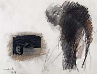 CARLO MATTIOLI, Self-portrait, coloured chalks
